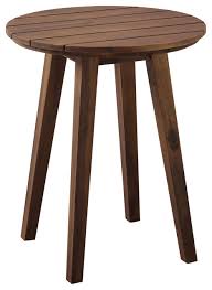 20 Acacia Wood Outdoor Round Side Table Dark Brown Transitional Outdoor Side Tables By Walker Edison Houzz