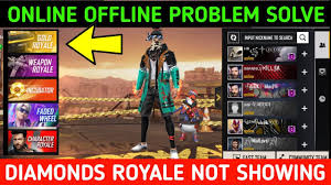 Free fire is an multiplayer battle royale mobile game, developed and published by garena for aside from battle royale, other game modes are also available in free fire. Free Fire Online Offline Problem Free Fire Online Problem Free Fire Diamonds Royale Not Showing Youtube