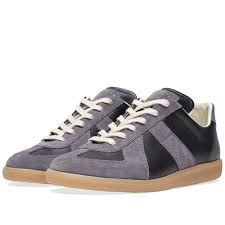 Maison Martin Margiela Replica Low Black Leather Purple Suede Sneakers Margiela Replica Maison Martin Margiela Replica