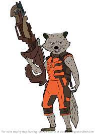 Check out interactive groot's adventure aboard guardians of the galaxy: Learn How To Draw Rocket Raccoon From Guardians Of The Galaxy Guardians Of The Galaxy Step By Step Drawing Tutorials