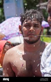 Thaipoosam Cavadee in Mauritius: Tamil ritual & penance. Devotees pierce  cheeks and tongue and carry 'Cavadee'