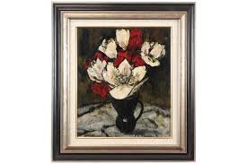 Sold at Auction: Huimin CHEN, CHEN HUIMIN (° 1943) olieverfschilderij op  doek : "Stilleven met bloemenvaa