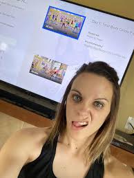 Just finished the new Monster rock workout, loved it! Feeling very warm  (and wrinkly it would appear in the picture!!). Did the workout inside, but  took the shot outside as I was