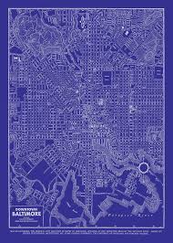 1938 Baltimore Street Map Vintage 20x30 Blue Print By Themapshop 29 95 Street Map Baltimore Street Poster Prints