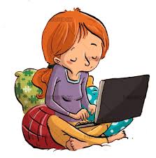 Girl With Laptop Illustration Cartoon Drawings Illustrations Kids