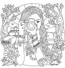 Girl With A Camera Coloring Page Detailed Coloring Pages Cute Coloring Pages Coloring Pages For Teenagers
