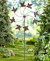 Hummingbird Garden Wind Spinner Stake Over 5 Tall Garden Decor Large Metal Garden Spinners Hummingbird Garden Decor Garden Wind Spinners
