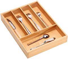 Reed and barton silverware wooden storage chest w/drawer tarnish hagerty cloth. Amazon Com Bamboo Cutlery Tray Kitchen Utensil Silverware Flatware Drawer Organizer Dividers With 5 Compartment