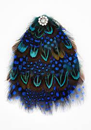 Fantasy What I Mean Hair Pin Blue Feathers Darling Animal Print Rhinestones Special Occasion Party Vintage Hair Accessories Hair Pins Hair Accessories