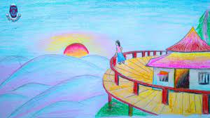 The most authentic way to draw a sunrise scenery is to watch it as it's happening in real life. Scenery Drawing Sun Rise Novocom Top