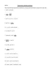Use the hint button to get a free letter if an answer is giving you trouble. Trigonometric Identities Worksheet 3 Pdf Mcr3u Trigonometric Identities Worksheet Prove The Following Trigonometric Identities By Showing That The Course Hero