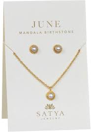 Satya Birthstone Necklace Earrings Set Goldtone Brass Qvc Com Birthstone Necklace Jewelry Silver Diamond Jewelry