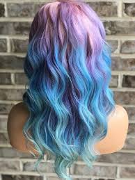 Lace Front Women S Wig Pastel Pink Purple Blue Green Human Hair Mermaid Unicorn Blue Green Hair Ombre Hair Color Hair