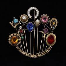 Joseff Hollywood Giant Jeweled Hat Pin Bouquet Brooch With Multi Colored Crystals And Pearls Brooch Hollywood Jewelry Jewelry Auction