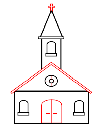 Above the rectangle, draw 2 inverted vs and connect them. Drawing A Cartoon Church Easy Drawings Drawing Cartoon Faces Easy Drawings For Kids