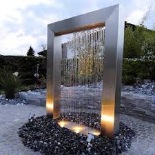 Cortenstahl Terrassenbrunnen Gartenbrunnen Wassertor Malia Gartenbrunnen Brunnen Design Wasserwand