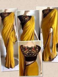 Black And Gold Combination Blouse Designs Black And A Bright Color Combination Can Do Wonders Stylish Sarees Blouse Design Models Saree Blouse Designs