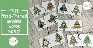 Words and phrases that almost rhyme. Forest Themed Printable Rhyming Puzzles For Kids
