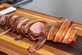 Honey, bacon, pork and olive oil! Smoked Bacon Wrapped Pork Tenderloin Smoked Meat Sunday