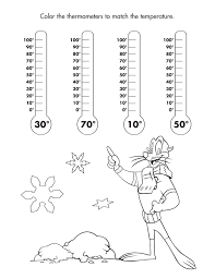 Color The Thermometers With The Correct Temperature Freeprintable Coloring Childsafety 1st Grade Math Math Thermometer Activities