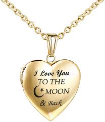 Whether it is a circle, oval, heart or something completely unique. Amazon Com Love Heart Locket Necklace That Holds Pictures Engraved I Love You To The Moon And Back Photo Lockets 18k Gold Locket Clothing