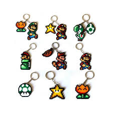Super Mario Bros Sprites Keyrings Broochs Magnets Big Spites Diferents Designs Perler Bead Art Diy Perler Beads Perler Beads Designs