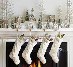 A Winter White Holiday With Images Christmas Mantel Decorations Pottery Barn Christmas Christmas Fireplace