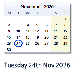 24 Nov 2026: EU Holidays, Events, Sports & Countdown - EU