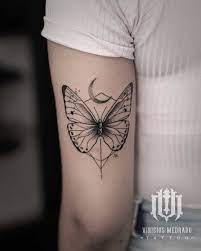 Butterfly Moon Tattoo On Inner Arm Inner Arm Tattoos Tattoos Moon Tattoo