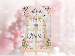 Baby Shower Sign Floral Baby Shower Party Sign Baby Shower