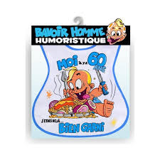 Carte d'anniversaire 60 ans et plus. Bavoir Humoristique 60 Ans Homme
