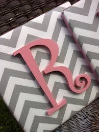 Wall Letters 15x15 Pink And Gray Nursery Letters Gray Chevron Letters 35 00 Via Etsy Painting Wooden Letters Crafts Teenage Girl Room Decor