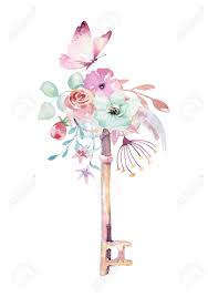 All illustrations in png on a transparent background with transparent background 3500 * 3500 pixels. Isolated Cute Watercolor Unicorn Keys Clipart With Flowers Nursery Stock Photo Picture And Royalty Free Image Image 100185727