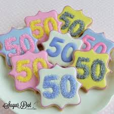 50th Birthday Cookie Cake Ideas 50th Birthday Sugar Cookies Sugar Dot Cookies Sugar Cookies Decorated Happy Birthday Cookie Cookie Decorating