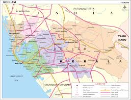 How to color kerala map? Kollam District Map Kerala District Map With Important Places Of Kollam Newkerala Com India