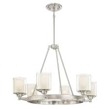 A great frosted glass pendant light can really improve your life. Westinghouse Glenford 6 Light Brushed Nickel Chandelier With Frosted Glass Inner And Clear Glass Outer Shades 6330700 The Home Depot