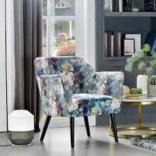 Here a table and chairs gather on one side of the room, providing a spot for informal meals or games. Ovios Accent Chairs For Living Room Floral Print Armchair For Bedroom Tufted Cloud Chair Modern Comfy Side Chair With Metal Leg On Sale Overstock 31579813