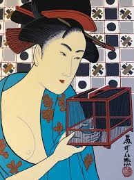 Two Beautiful Geisha Girl Silk Screen Paintings