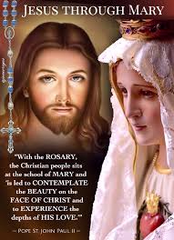 Reciting the holy Rosary is not a matter of repeating formulas but, rather,  of entering into confidential "conversation" with Mary, "speaking to her,"  showing her our hopes, confiding our pain, opening our