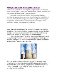 Bidang ini ditawarkan dalam kelulusan sijil, diploma, ijazah sarjana muda. Kerjaya Luas Dalam Bidang Sains Nuklear