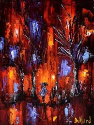Where Art Lives Gallery Artists Group Blog Abstract Rainy Night Street Scene Red Crimson Cityscape Crimson By Texas Ar Cityscape Art Image Painting Abstract