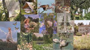 Aesthetic wallpaper reminiscent of spring. Cottage Core Collage Em 2021