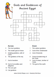 Egyptian Gods Crossword Ancient Egypt Activities Egypt Ancient Egypt