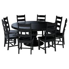 60 inch round dining table with 6 chairs set. Nottingham Rustic Solid Wood Black Round Dining Room Table Set