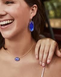 Threaded Elisa Gold Pendant Necklace In Cobalt Blue Illusion Kendra Scott