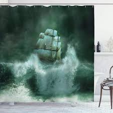 Curtains, slipcovers, lamps, fans, valances, fireplaces, mirrors Amazon Com Ambesonne Pirate Ship Shower Curtain Old Ship In Thunderstorm Digital Artwork Fantasy Adventure Cloth Fabric Bathroom Decor Set With Hooks 75 Long Dark Green Home Kitchen