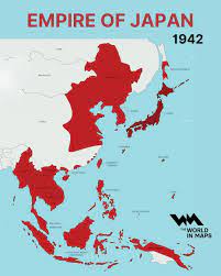 This map shows the Empire of Japan at its greatest territorial extent in  1942, during the height of World War II. At this point, Japan had rapidly  expanded across the Asia-Pacific region,