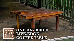 Sara built this gorgeous coffee table on casters from a wire spool. Building A Live Edge Walnut Slab Coffee Table In A Day One Day Builds Youtube