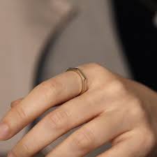 Unique Octagon Gold Ring 14k Solid Gold Ring Bolt Shape Etsy Gold Rings Solid Gold Rings Engagement Rings Opal