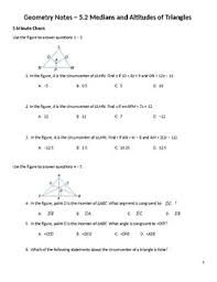 In this worksheet, we will practice identifying altitudes of a triangle and using their properties to find a missing length. Geometry Guided Notes 5 2 Medians And Altitudes Of Triangles Tpt